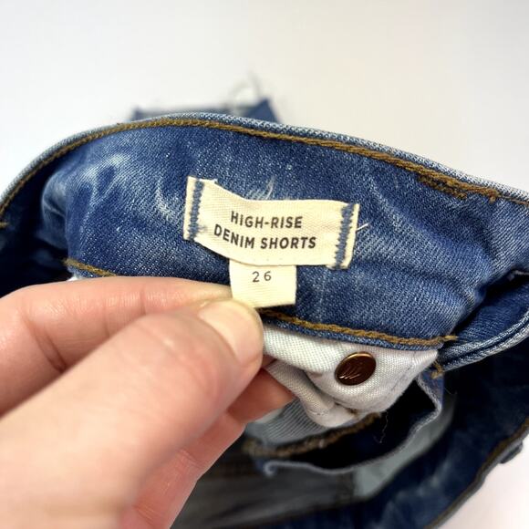 Madewell Button Fly High‎ Rise Denim Cut-Off Jean Shorts Sz 26 Copper Buttons - Picture 5 of 11